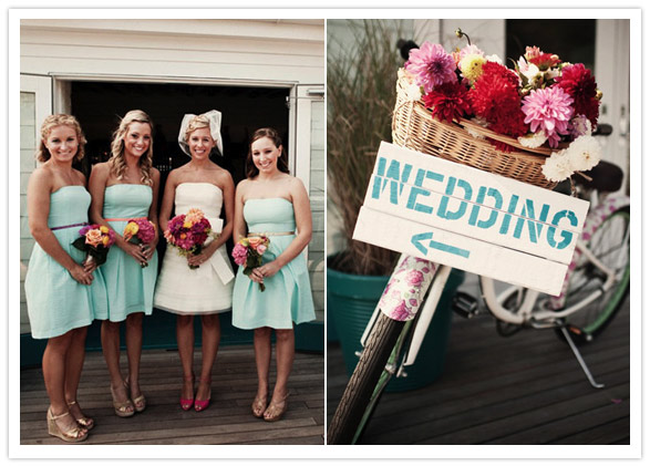 rose pink and turquoise wedding theme