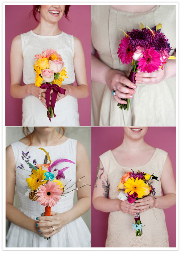 For my wedding bouquets I used fresh flowers handmade velvet flowers 