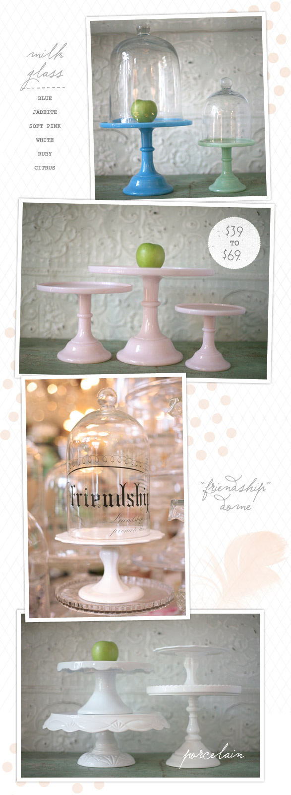 cake plates milk glass