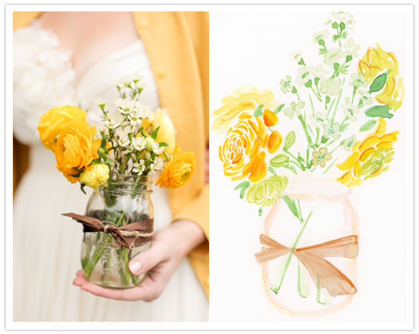 Yellow watercolor flowers