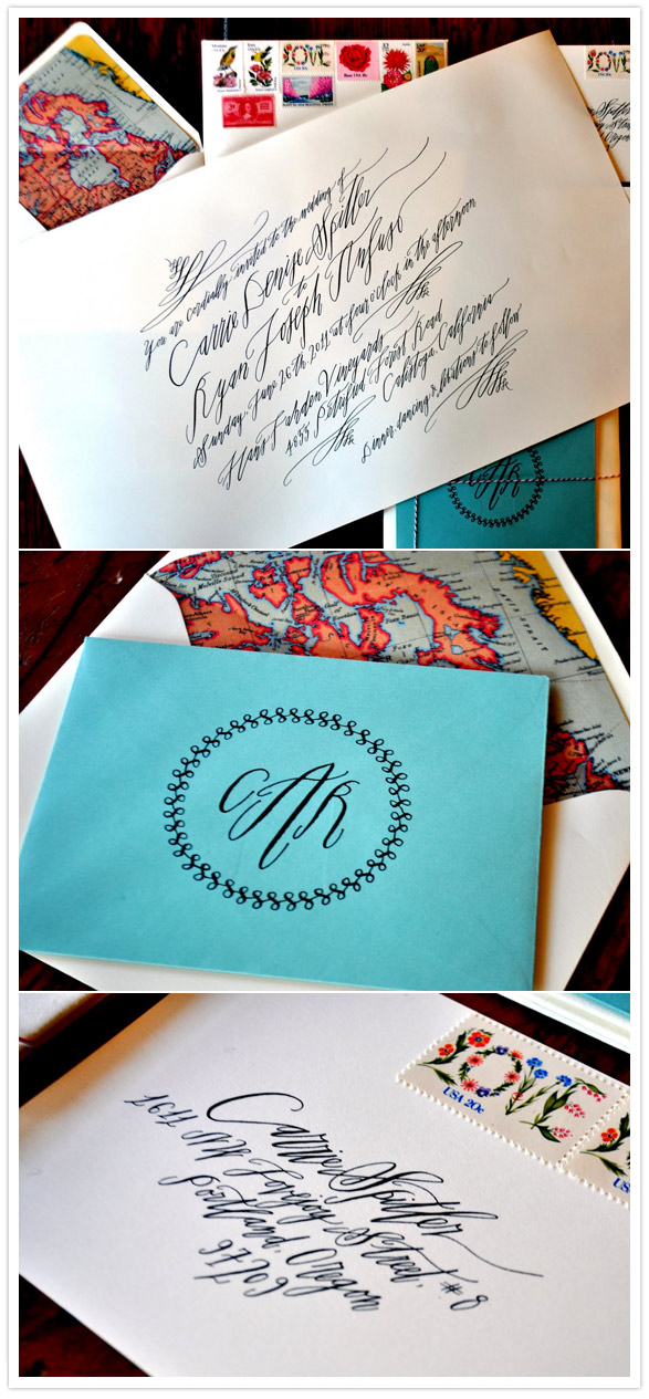 wedding-calligraphy-betsy-dunlap-2 travel inspired wedding invite