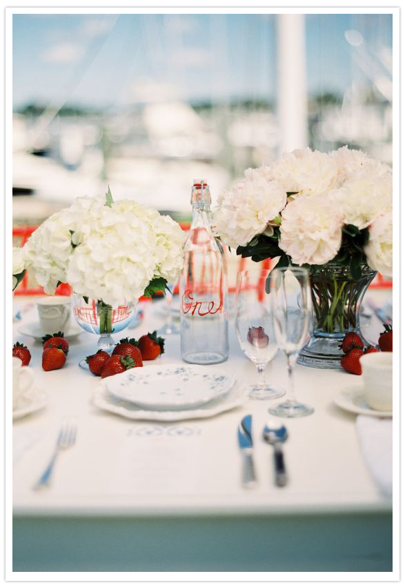 strawberries as wedding decor Floral accents were mixed with the stationery