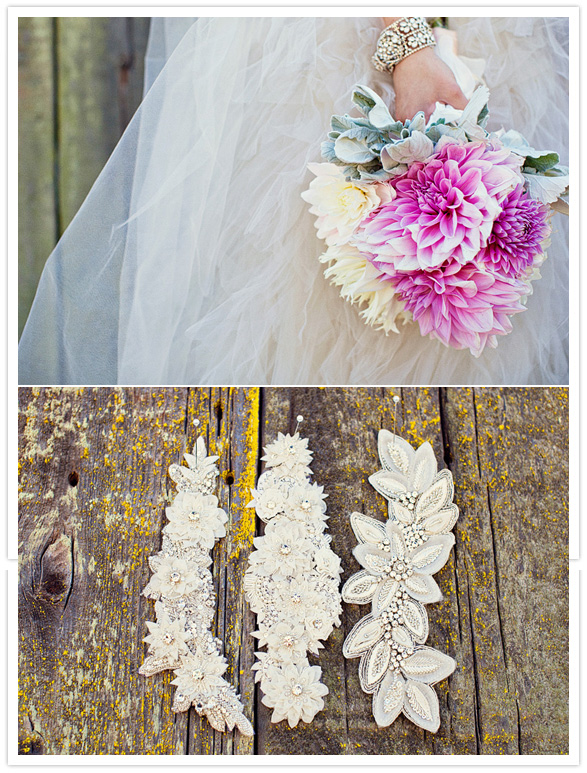 pink-wedding-details rhinestone bridal hair pieces
