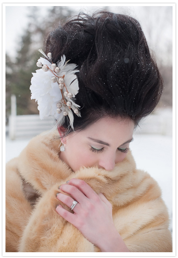 winter wedding decor inspiration faux fur shrug wedding fashion