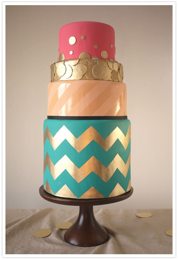 chevron wedding cake We love how they each look like they have their own