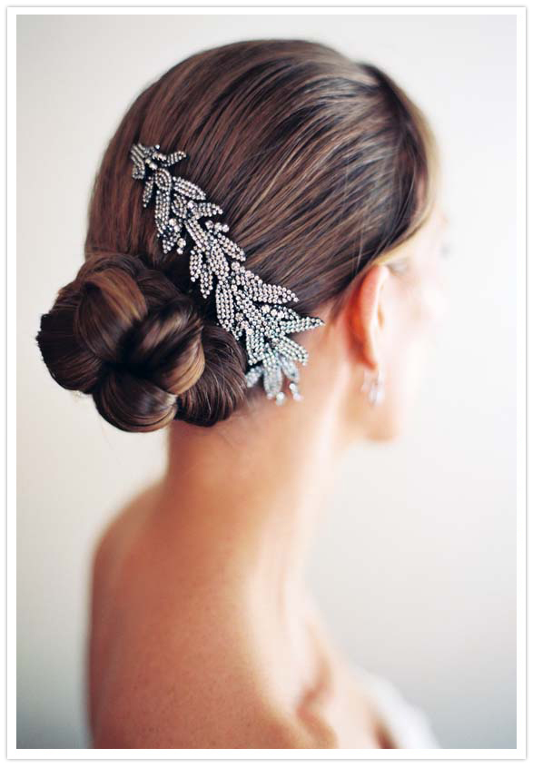bridal hair accessories Loving her bun and crystal tortoise comb by 