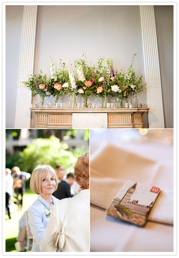Mantel Floral Arrangements Elegant London Wedding Reception