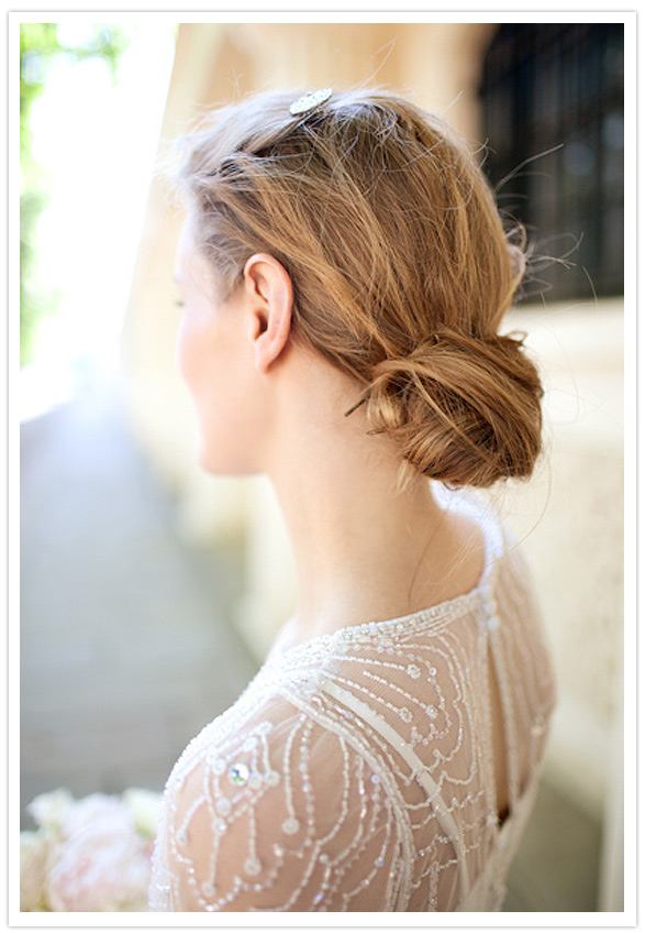 Loose Wedding Bun with Barrette 