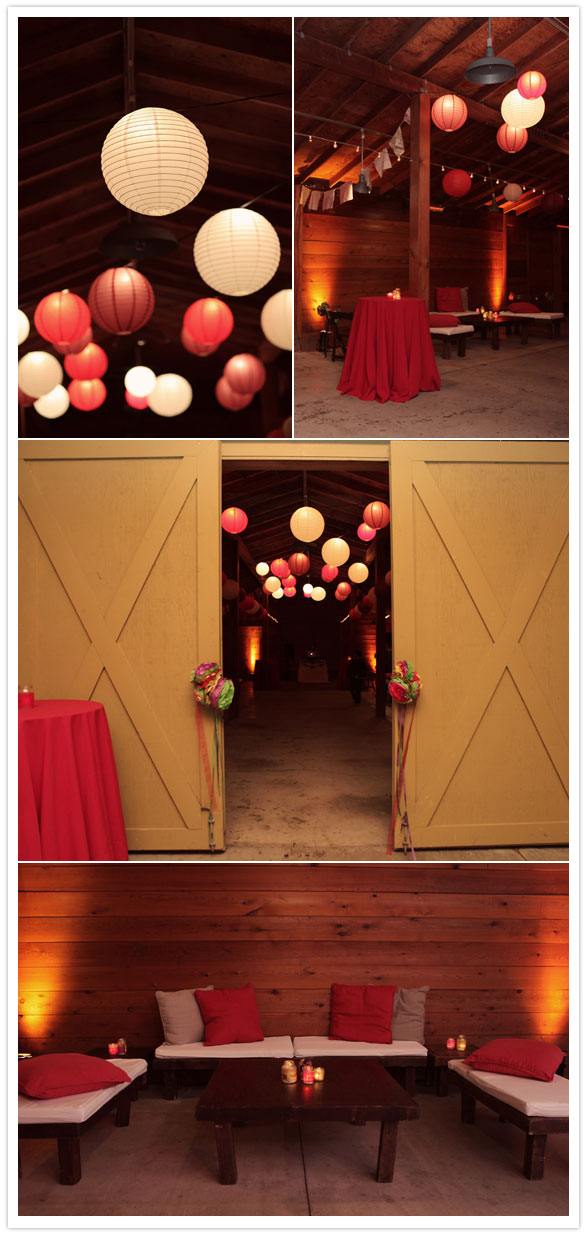 red white and yellow paper lanterns Miette wedding cakes