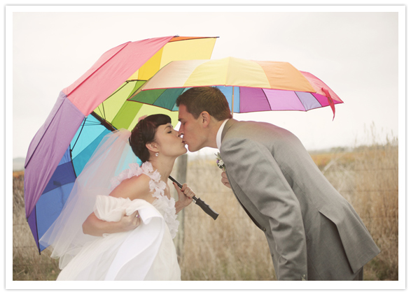 I saw an image of a rainbow golf umbrella about a month before the wedding 