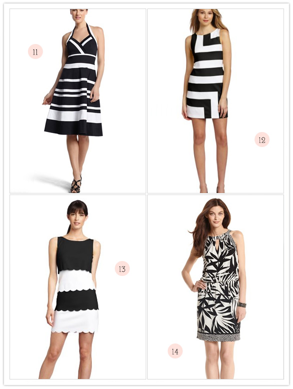 black and white bridesmaid dresses