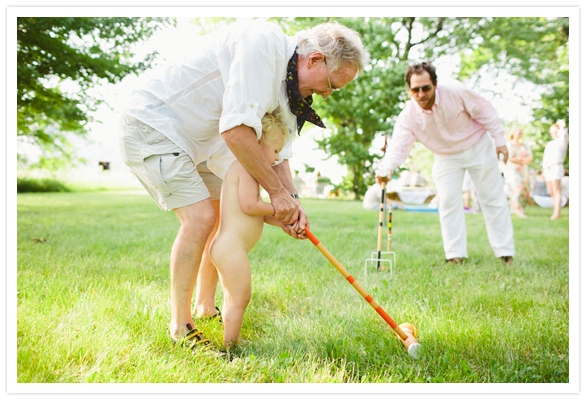 Farmhouse Anniversary Party Kids playing croquet
