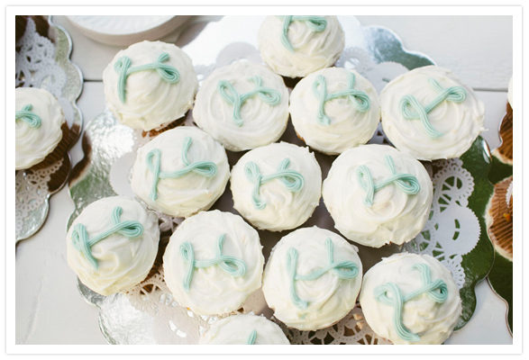 Farmhouse Anniversary Party Initial Cupcakes