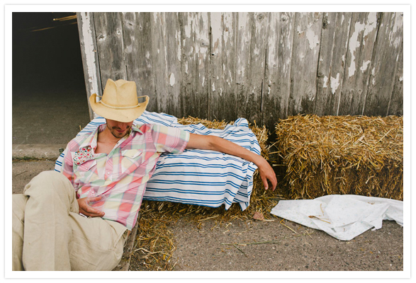 Farmhouse Anniversary Party Hay bale seating at a wedding