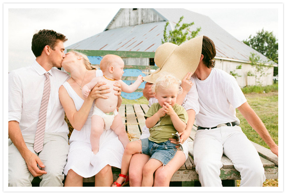 Farmhouse Anniversary Party Family portrait on a farm
