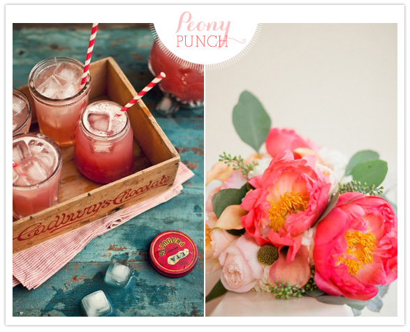 festive cocktails and pretty florals mason jars and peonys