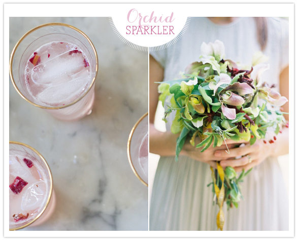 festive cocktails and pretty florals orchid bouquet