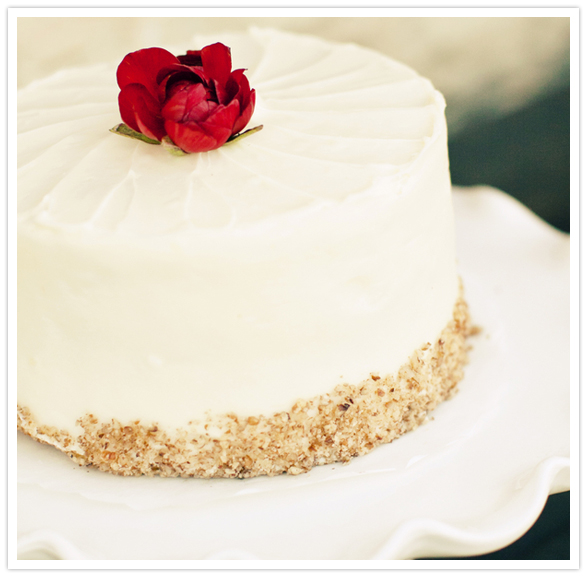 simple white cake with red florals simple white cake with red florals