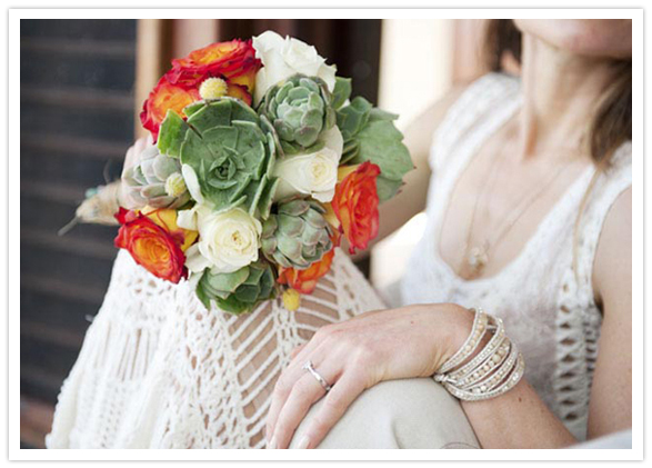 succulents and roses bouquet