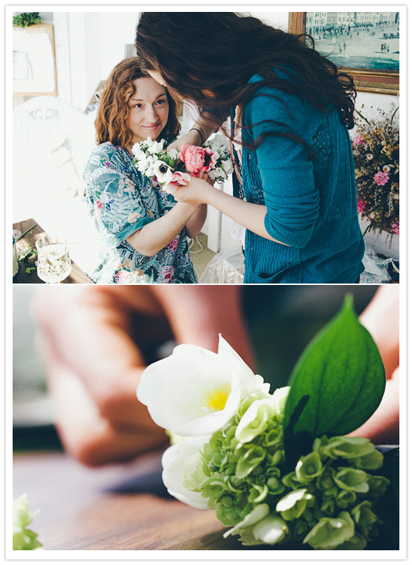 hand-making floral arrangements 