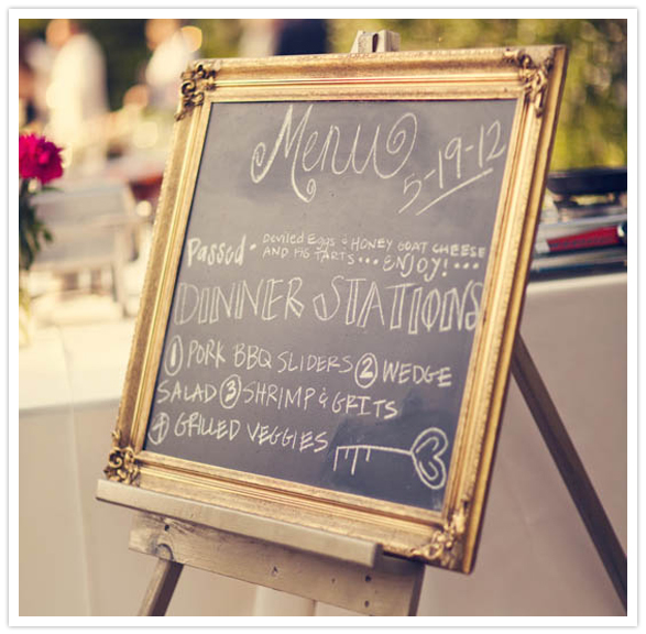 framed chalkboard menu
