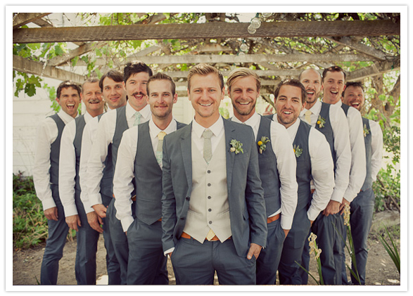 groomsmen matching vests and homemade ties