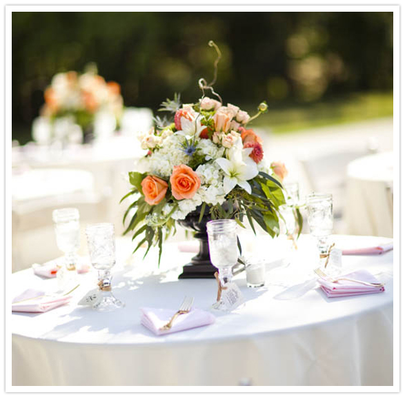 orange rose and green centerpiece