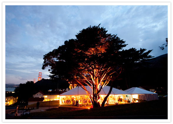 nighttime bay area wedding reception