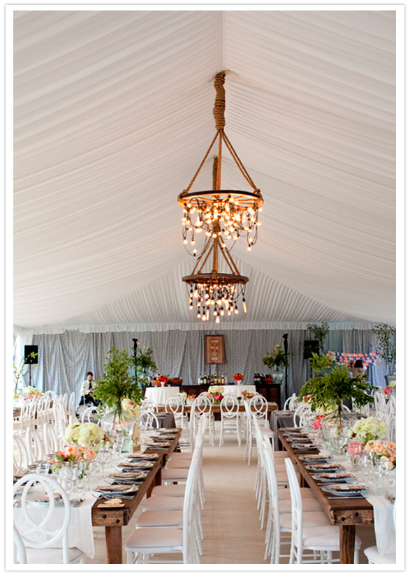 fabric draped reception tent