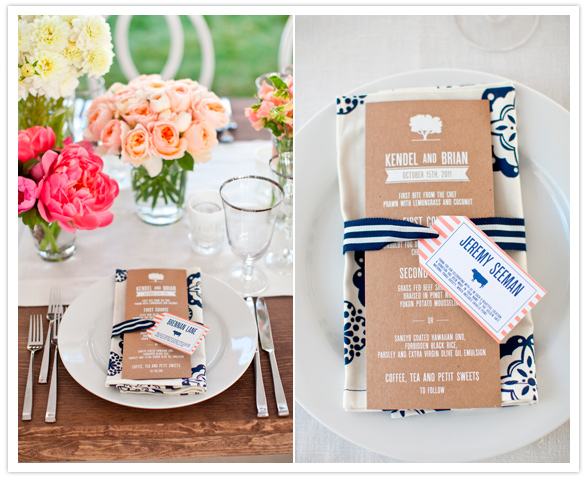 custom printed wedding menus