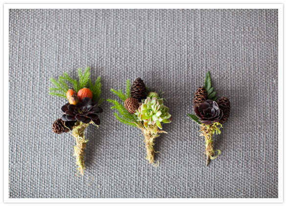 mini pine cone boutonniere 