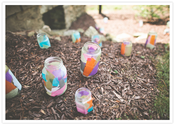 tissue paper-covered mason jars tissue paper-covered mason jars