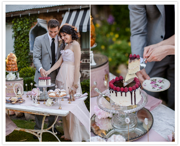 chocolate drizzled wedding cake