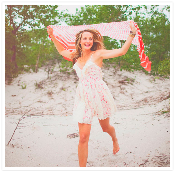 red beachy scarf