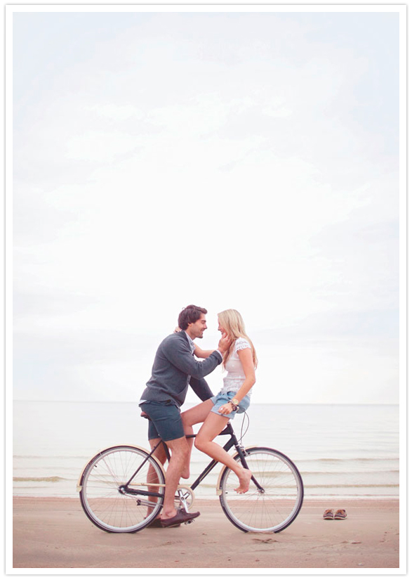 beach bike engagement session
