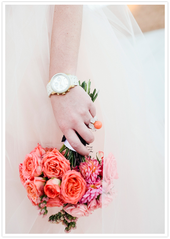 Fossil watch and orange cocktail ring Fossil watch and orange cocktail ring