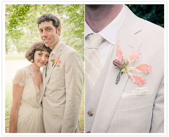 coral gloriosa lily boutonniere coral gloriosa lily boutonniere