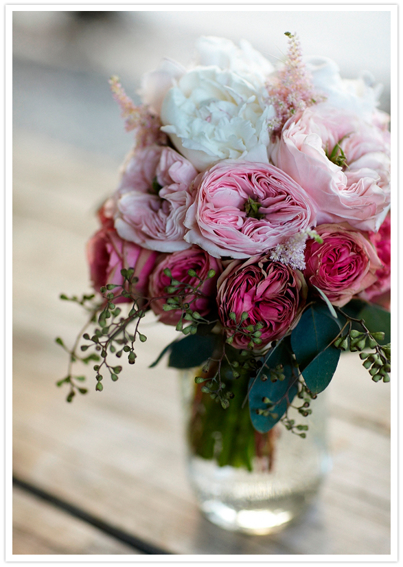 Peonies, roses, Kabuki Astilbe, and seeded eucalyptus arrangement Peonies, roses, Kabuki Astilbe, and seeded eucalyptus arrangement