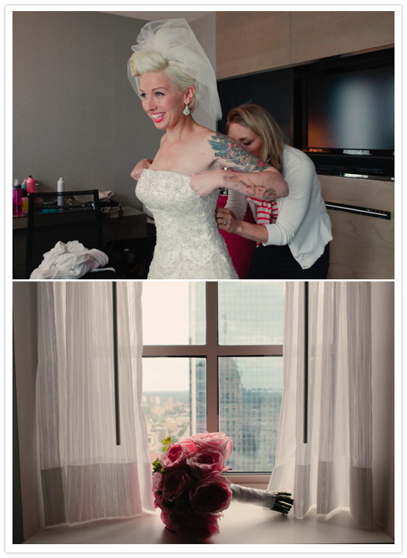 The Sample Rack dress and Tessa Kim veil