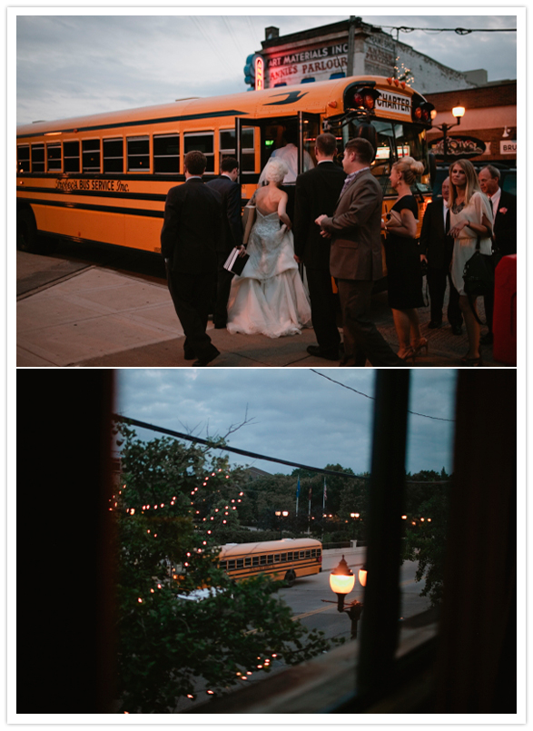 yellow school bus wedding transportation
