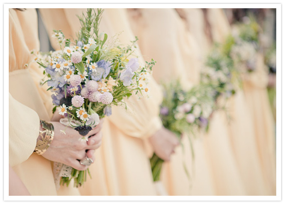 light yellow bridesmaid dresses and pastel bouquets light yellow bridesmaid dresses and pastel bouquets