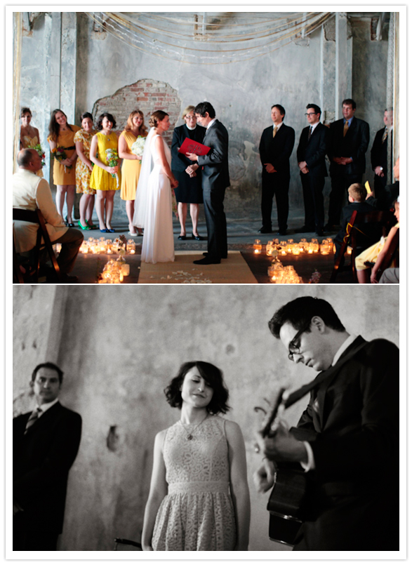 vintage warehouse wedding ceremony