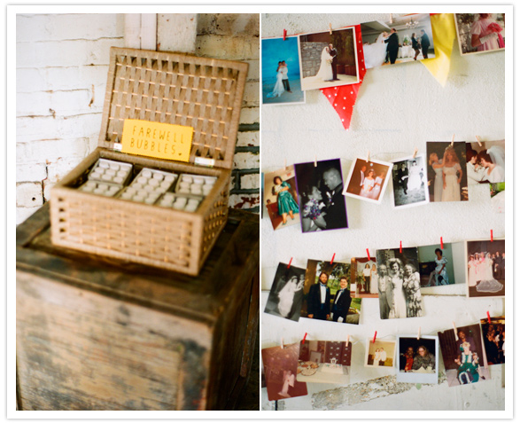 bottled bubble guest gifts and photo garland
