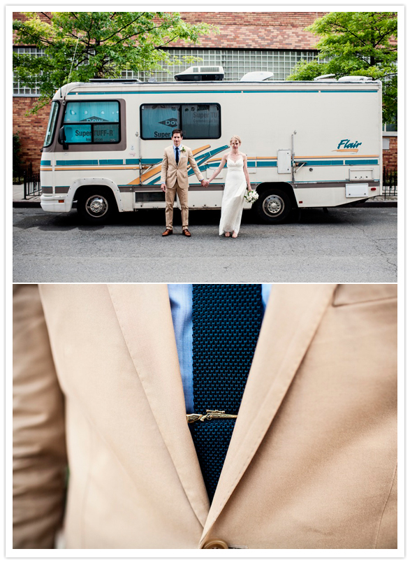 RV wedding portrait Bhldn wedding dress