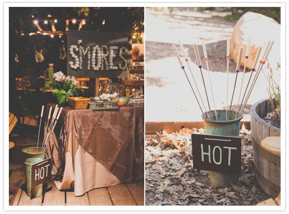 smores table and skewers