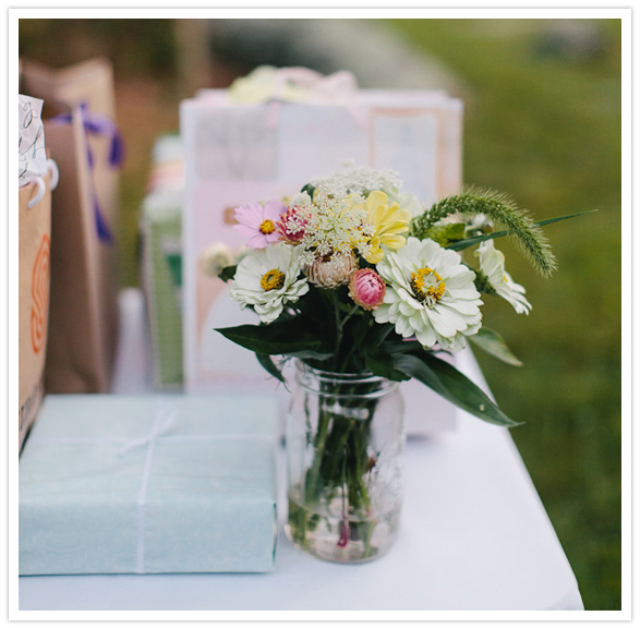 mason jar pastel flower arrangement 