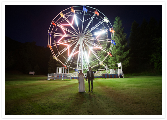 lit up ferris wheel portrait