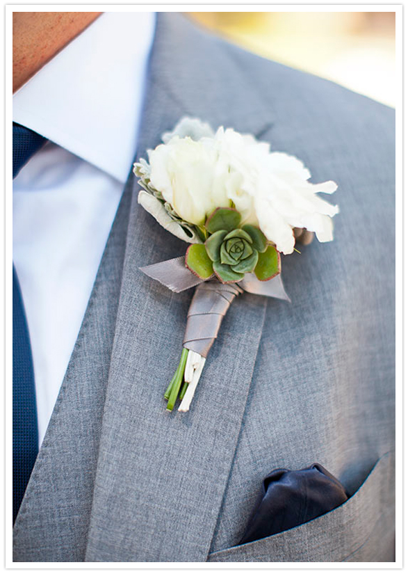 white florals and succulent boutonniere white florals and succulent boutonniere