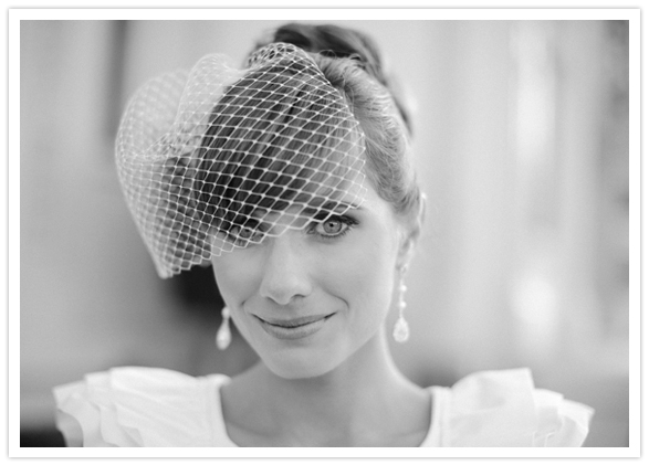 vintage bird cage veil and drop crystal earrings