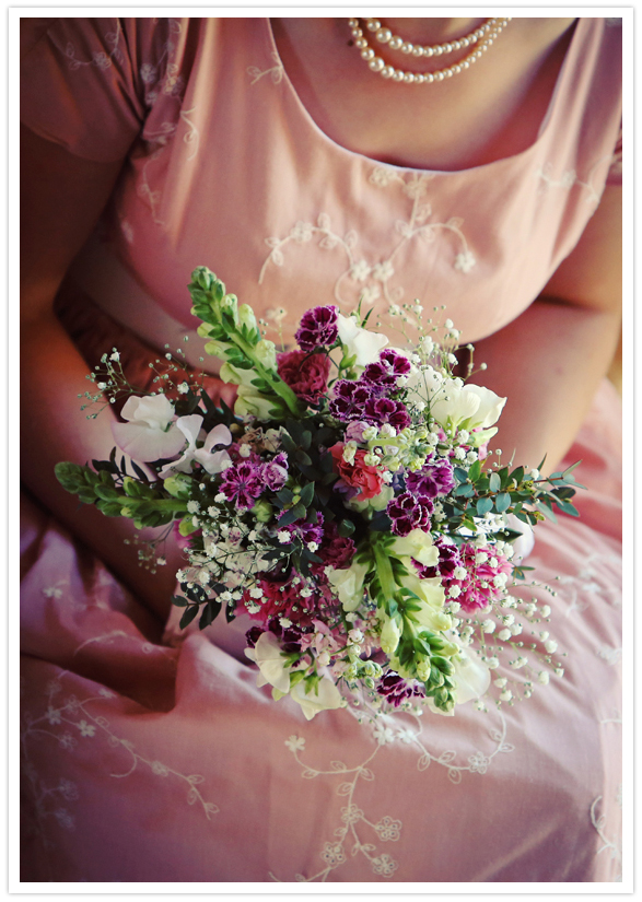 sweet pea and carnation wild flower bouquets